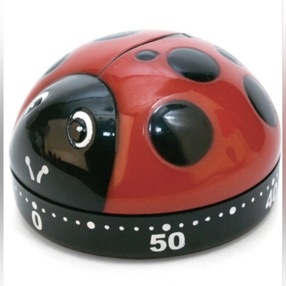 Kikkerland Mechanical Kitchen Timer Ladybug Red 60 Minute KT21-A - Picture 6 of 8